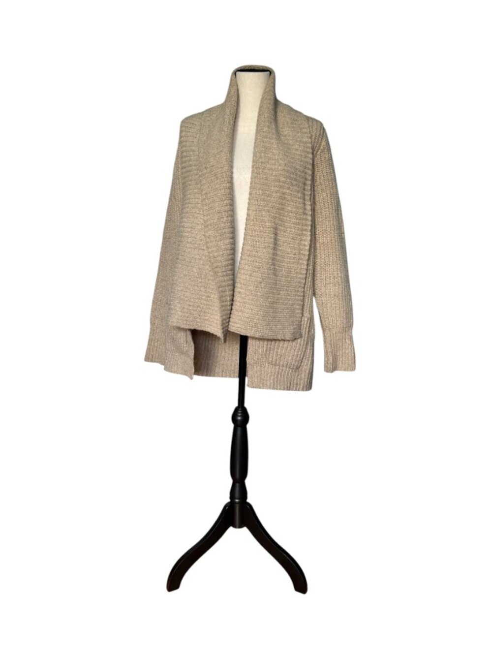 J.Crew Women’s 100% Lambswool Draped Shawl Cardigan Oatmeal Size XL